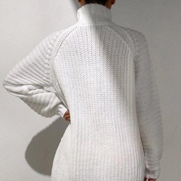 Womens White Sweater Dress - Picture 3 of 6